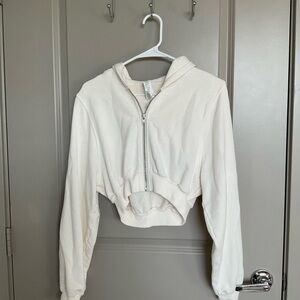 ALO Yoga Off-White Zip-Up Hoodie
